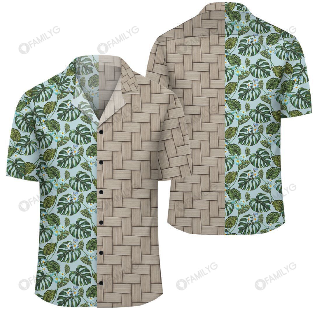 Tropical Flowers Monstera Leaf Lauhala Moiety Hawaiian Shirt Summer Hawaiian For Men, Women, Couple