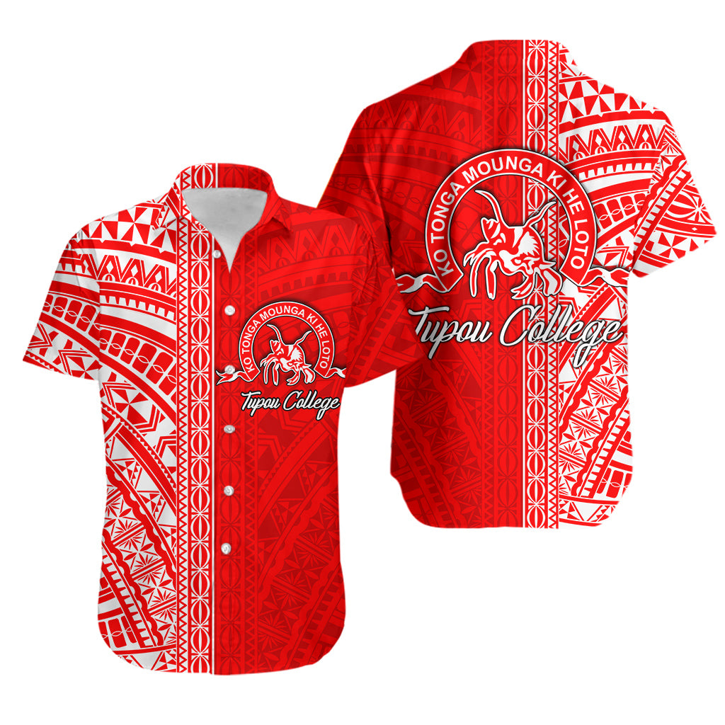 Tupou College Toloa Hawaiian Shirt Half Version Red Lt6