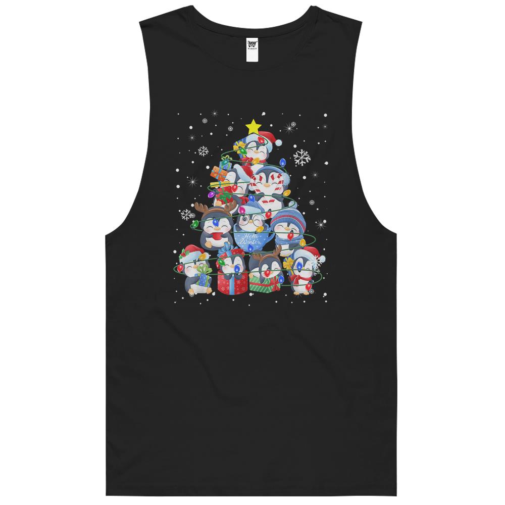 Cute Penguin Christmas Tree Gift Decor Xmas Tree T-Shirt Tank Top