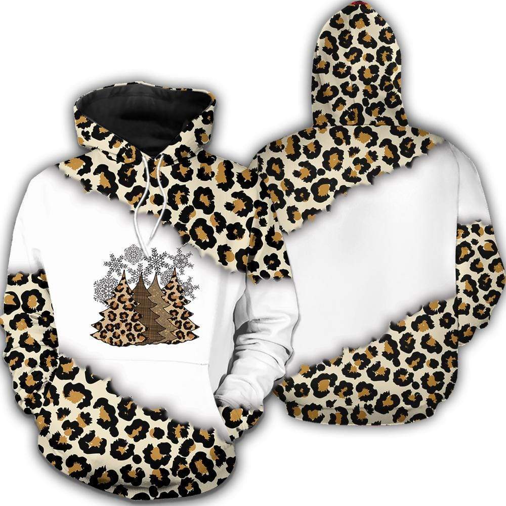 Christmas Tree leopard Merry And Bright Hoodie Sweater #V