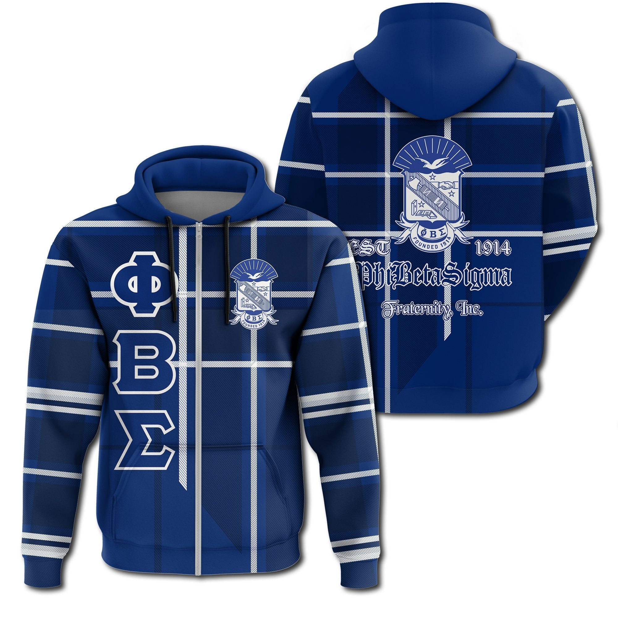 Fraternity Hoodie – Phi Beta Sigma Burberr Style Zipper Hoodie