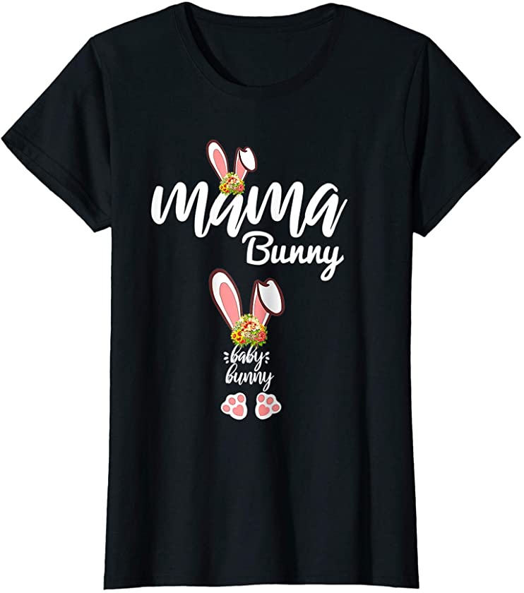 Womens mama bunny baby easter pregnancy announcement pregnant T-Shirt