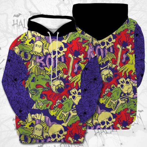 Hippie Colorful Skull Bat Spider Scary Halloween 3D All Over Print Shirts For Men & Women, Gift For Hippie Soul, Hippie Lover