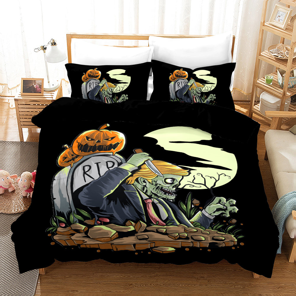 3D Halloween Pumpkin Human Skeleton Quilt Cover Set Bedding Set Duvet Cover Pillowcases Wj 4530