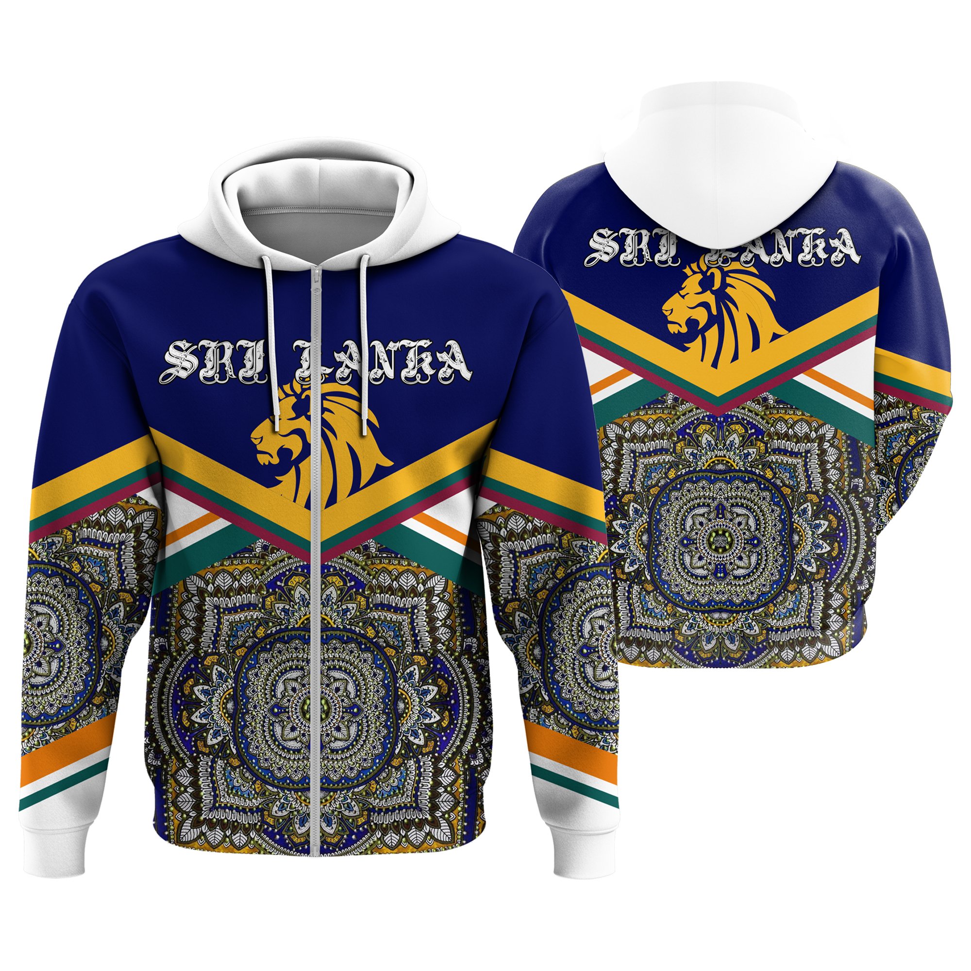 1sttheworld Sri Lanka Lion Mandala Zip Hoodie – J5