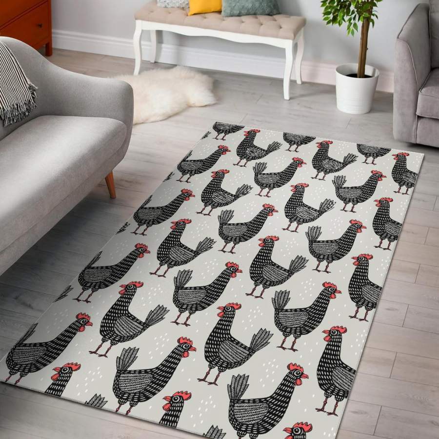 Farm Chicken Pattern Print Area Rug