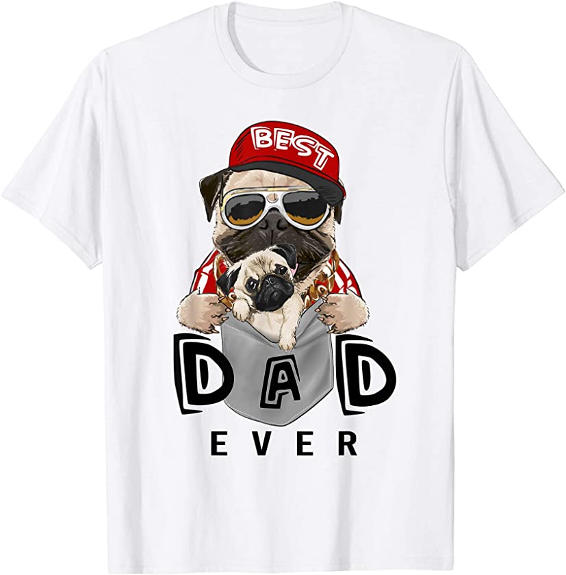 Mens Best Dad Ever – Pug Dog Breed Puppy Pet Paw Lover Gift T-Shirt