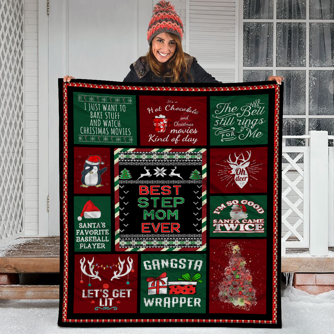 Step Mom Ugly Christmas- Red Green Color Style 3 Fleece Blanket Small Medium Large X-Large