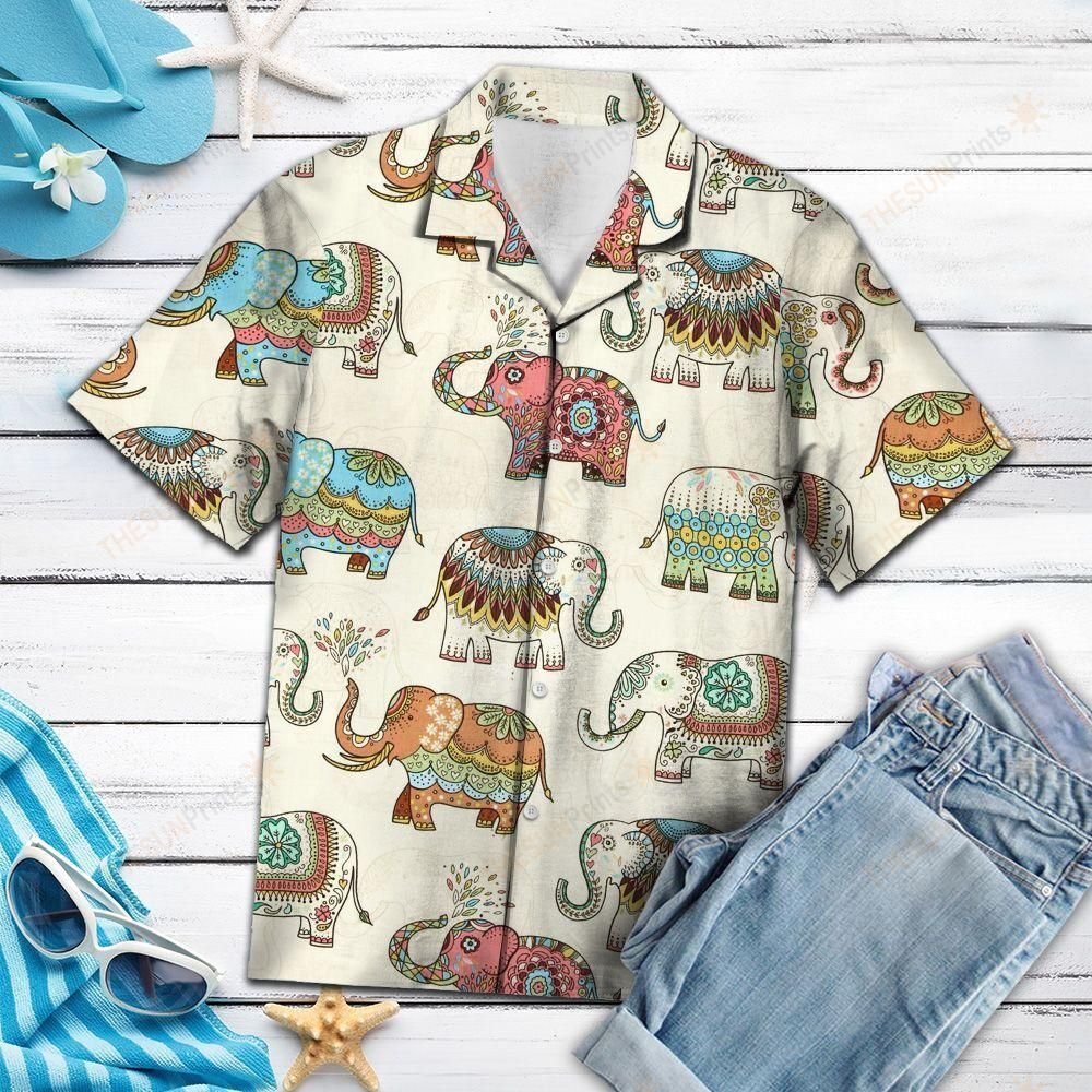 Mandala Elephants Hawaiian Shirt Ha13317