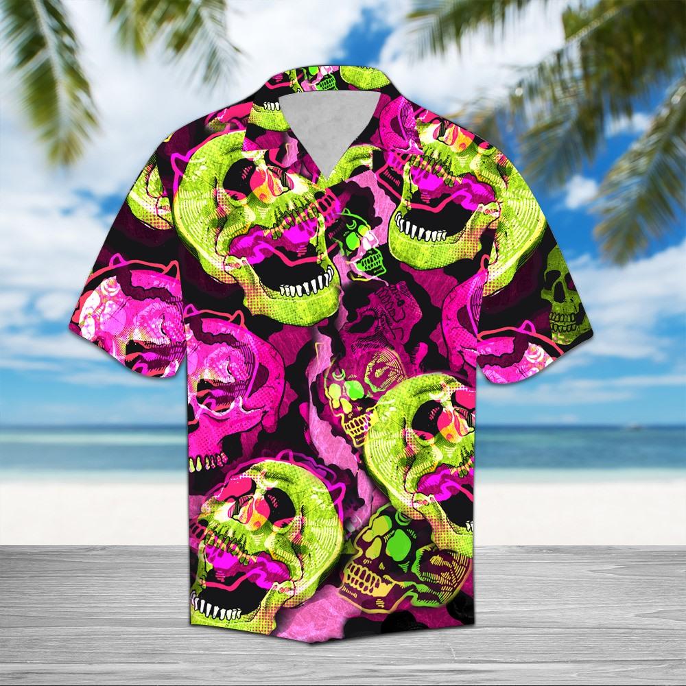 Colorful Skull Hawaii Shirt For Men Women Adult Ha24128