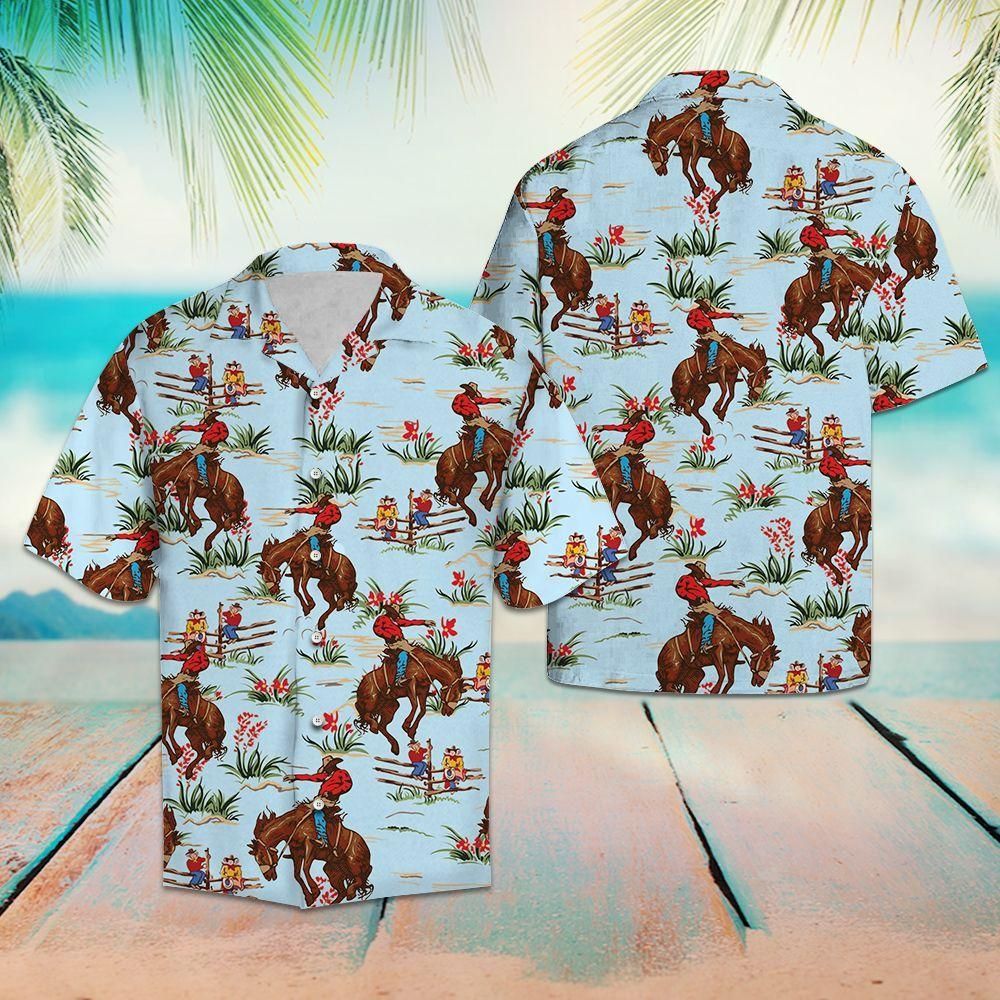 Western Cowboy Light Aloha Hawaiian Shirt Colorful Short Sleeve Summer Beach Casual Shirt For Men And Women