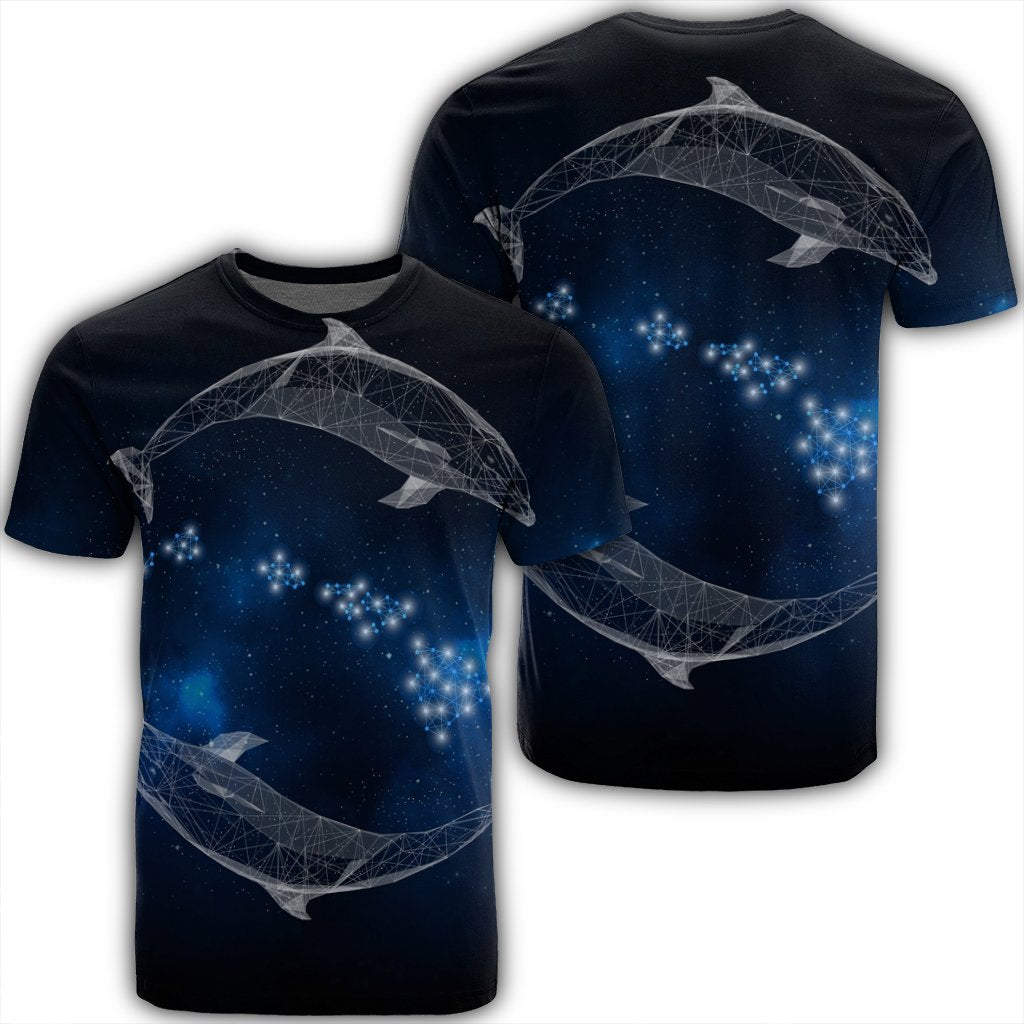 Hawaiian Map Galaxy Zodiac Dolphin White Polynesian T-Shirt – AH – J4R