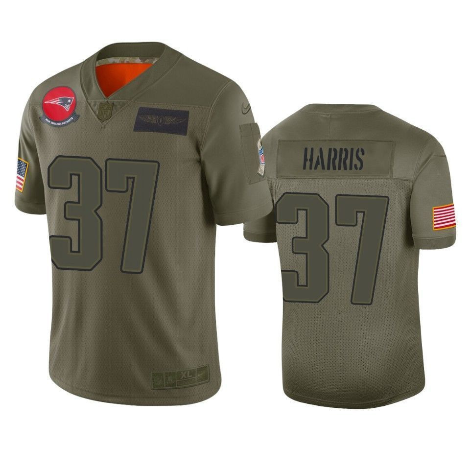 New England Patriots Damien Harris Camo 2021 Salute To Service Limited 3D Jersey