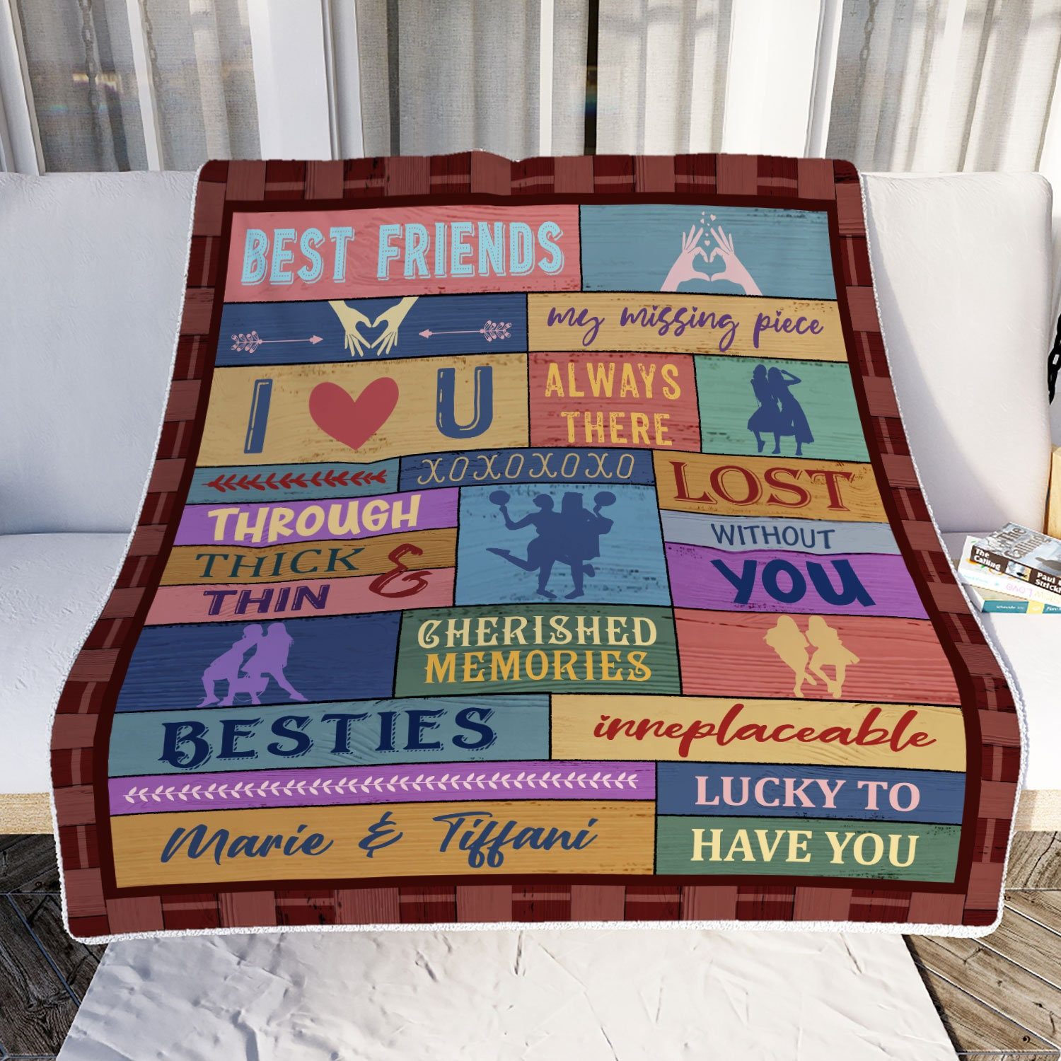 Personalized Blanket To My Best Friend, Cherished Memories Customized Name Blanket For Friendship Female, Birthday Christmas Gift For Bestie