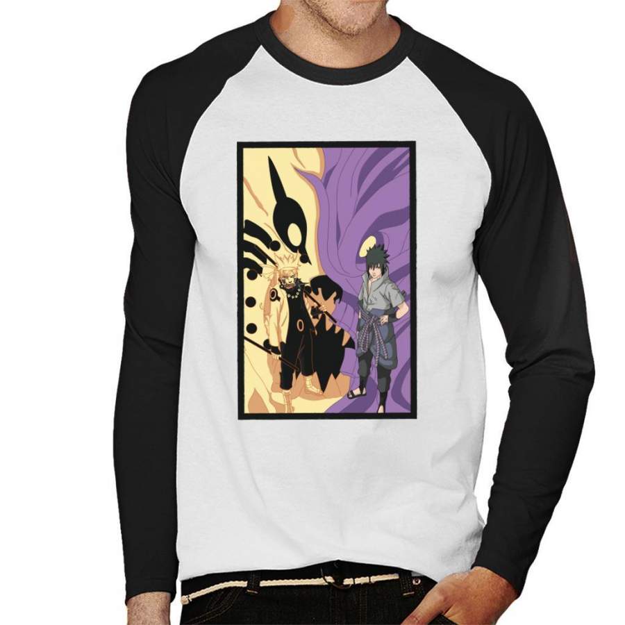 Naruto And Sasuke Fox Vs Cobra Men’s Baseball Long Sleeved T-Shirt