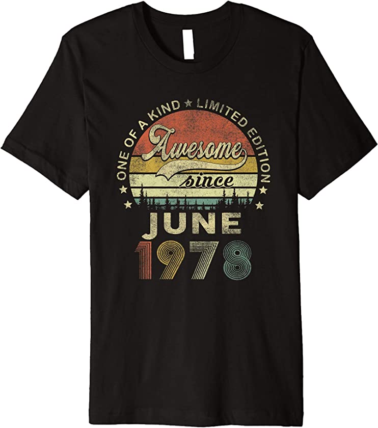 Vintage June 1978 Retro 43 Year Old 43rd Birthday Idea Premium T-Shirt