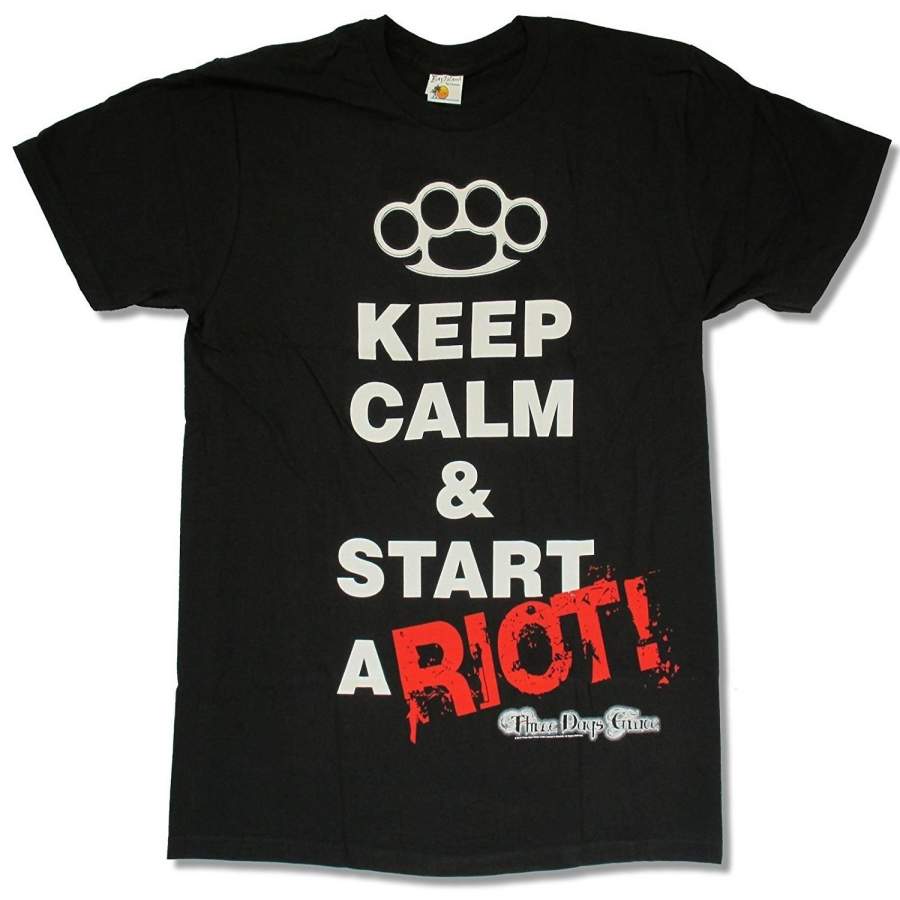 Three Days Grace ”Keep Calm” Black Slim Fit T-Shirt Summer Printed Cotton Tee Shirts