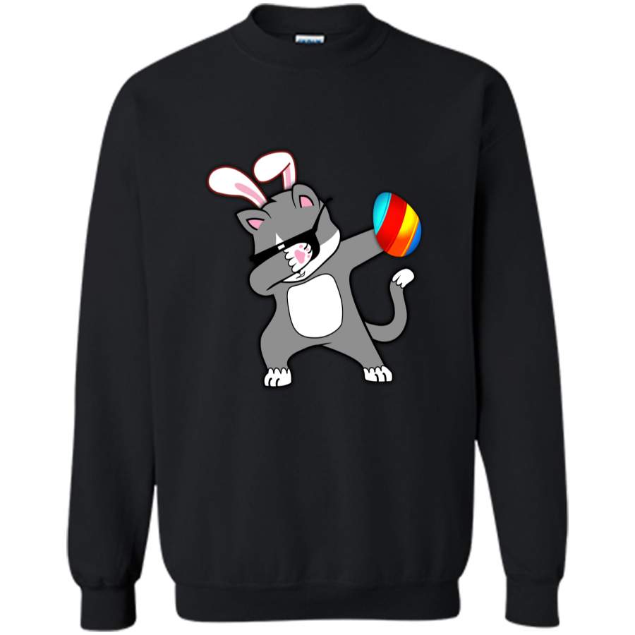 Easter Bunny Dabbing Cat Tshirt Easter Egg Tee Printed Crewneck Pullover Sweatshirt 8 oz