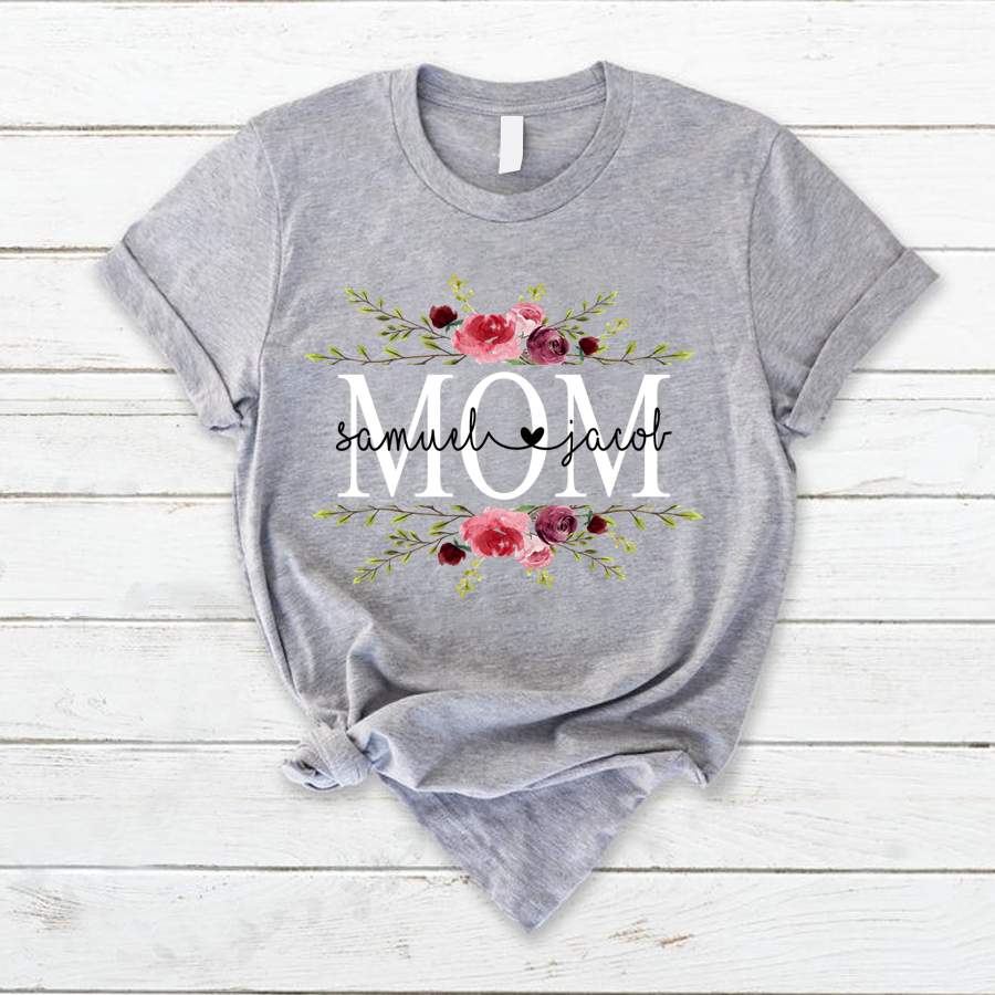 Personalized Mom Flower Kids Names Shirt, Custom Mom Flower Kids Names Shirt