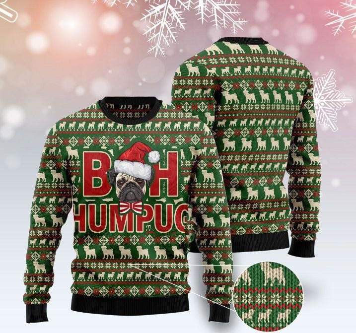 Dog Pug Bah Humbug Ugly Christmas Sweater | For Men & Women | Adult | Us6189