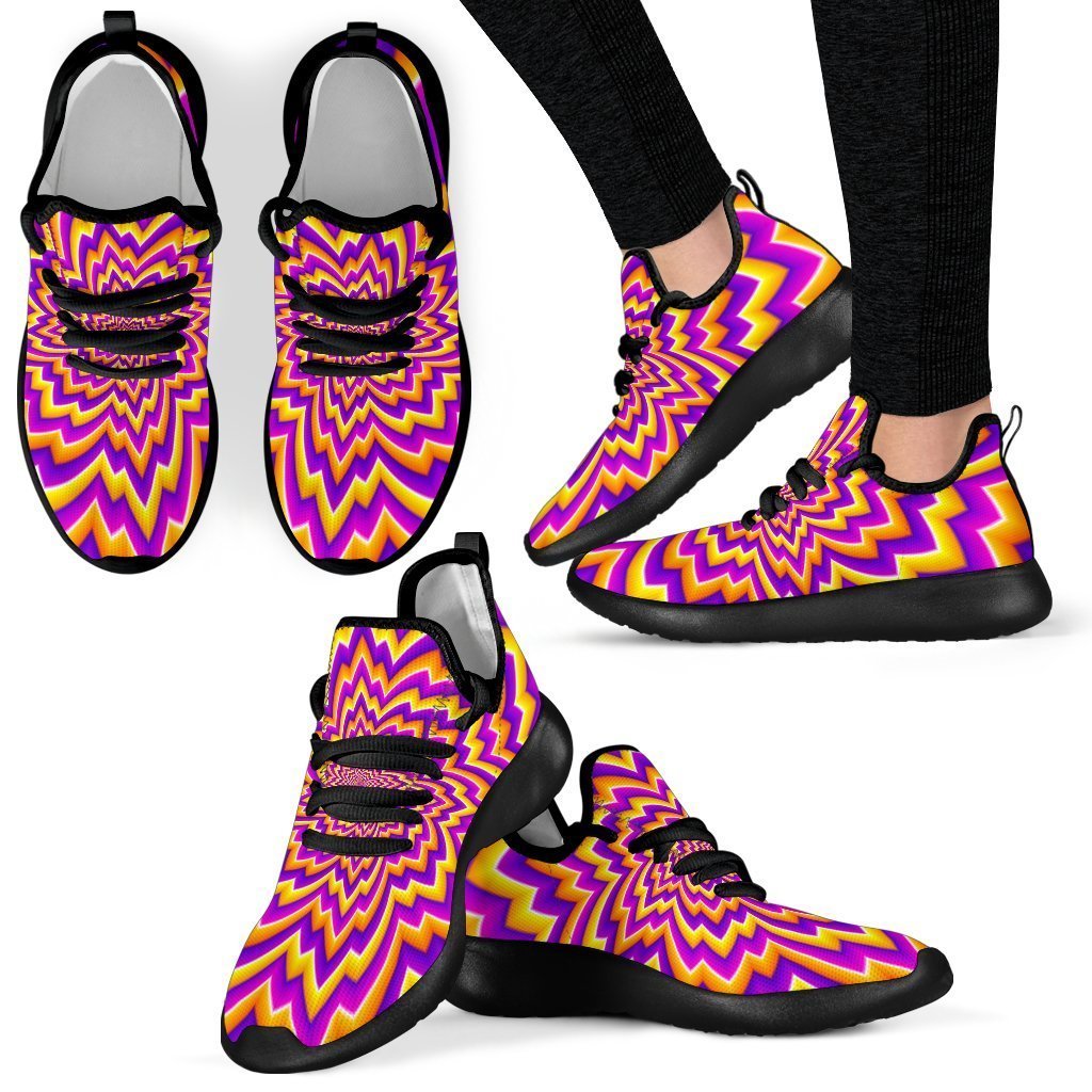 Yellow Expansion Moving Optical Illusion Mesh Knit Shoes