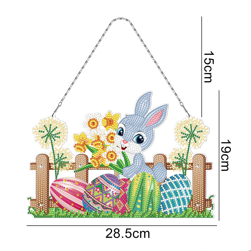 DIY Diamond Painting Easter Bunny Egg Wreath Hanging Ornaments  Diamond Embroidery Mosaic Art Crafts Home Wall Door Decoration alx