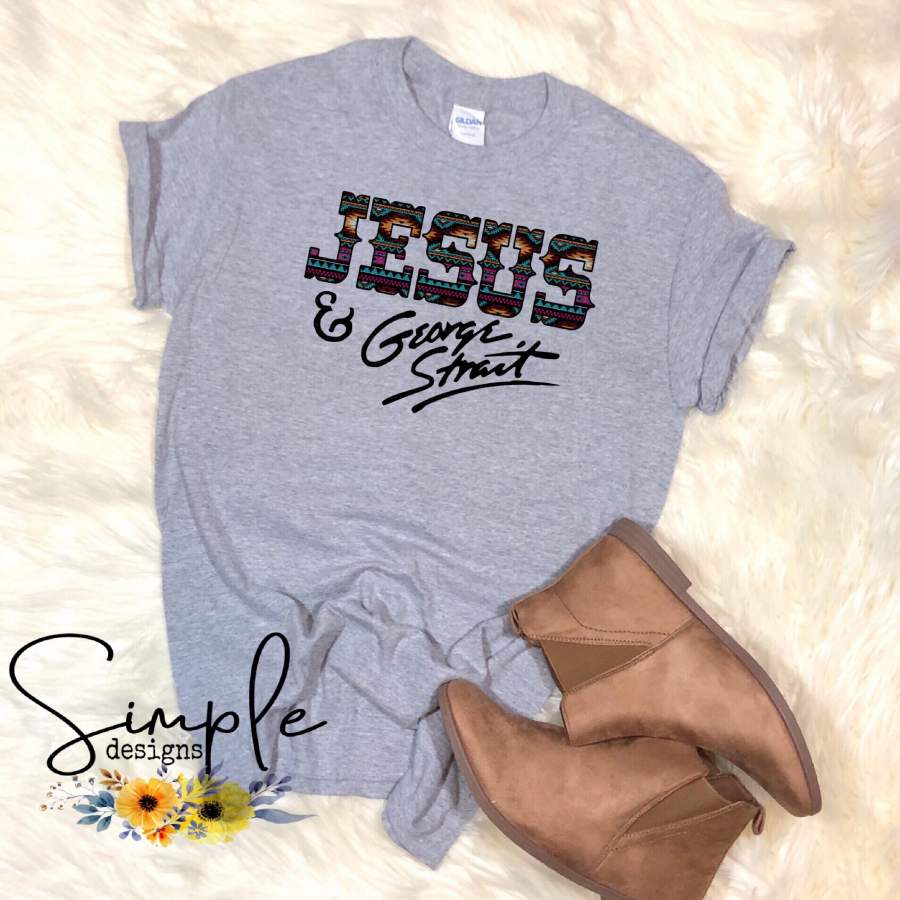 Jesus and George T-shirt, Raglan, Country Music Legend