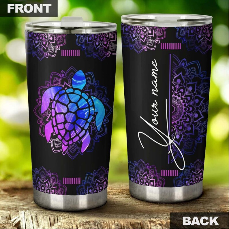 Turtle Mandala  Personalized Tumbler-Turtle Present-Unique Tumbler-Birthday Christmas Gift For Turtle Lover