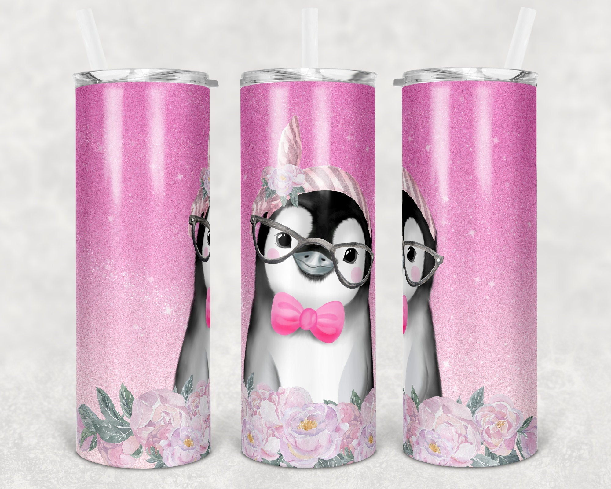 Cute Pink Penguin Skinny Tumbler