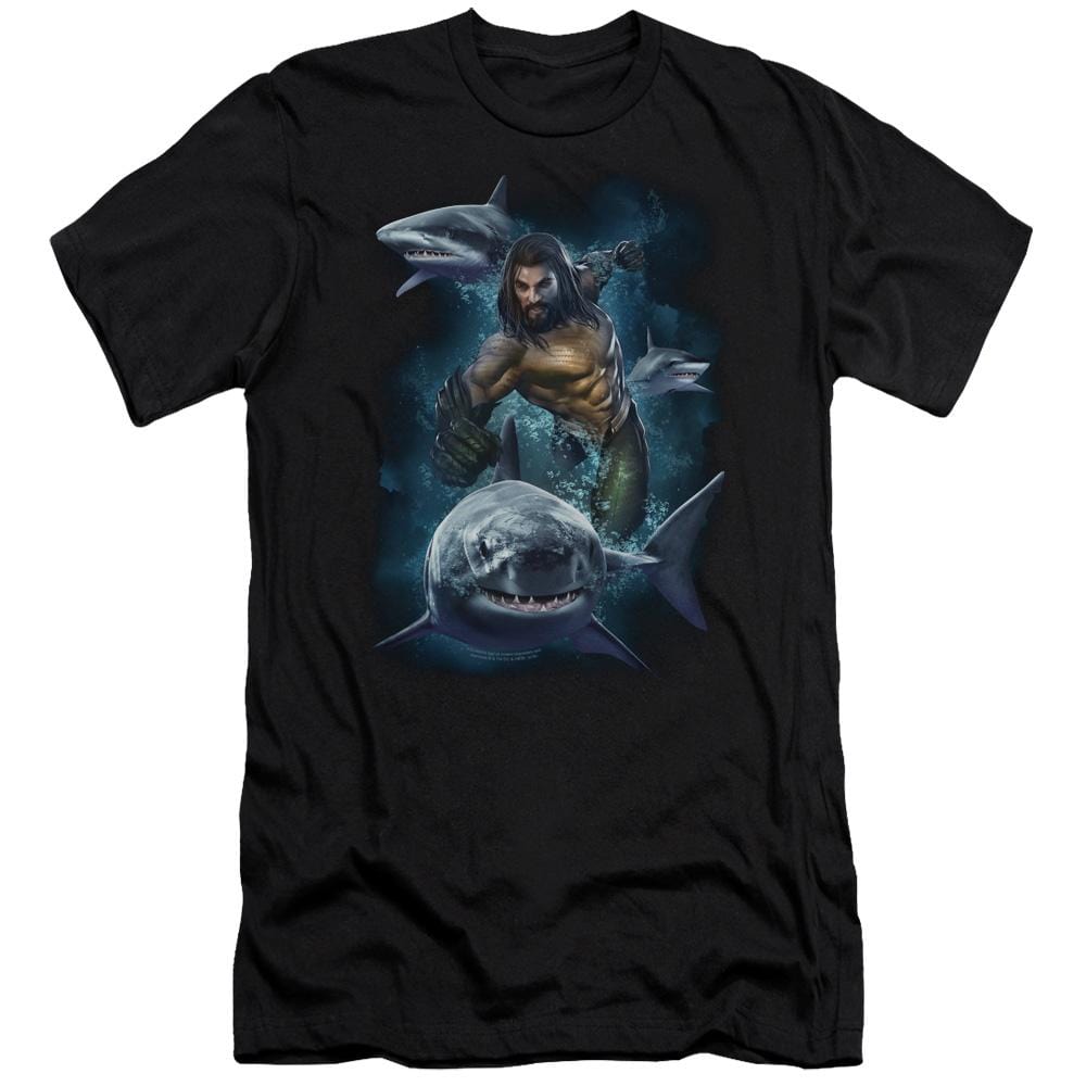 Aquaman Movie Swimming With Sharks – Men’S Premium Slim Fit T-Shirt