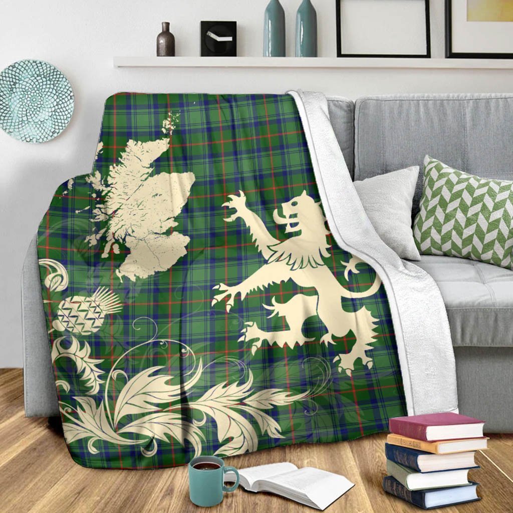 Tartan Blanket Cranstoun Tartan Scotland Lion Thistle Map Plaid Blanket