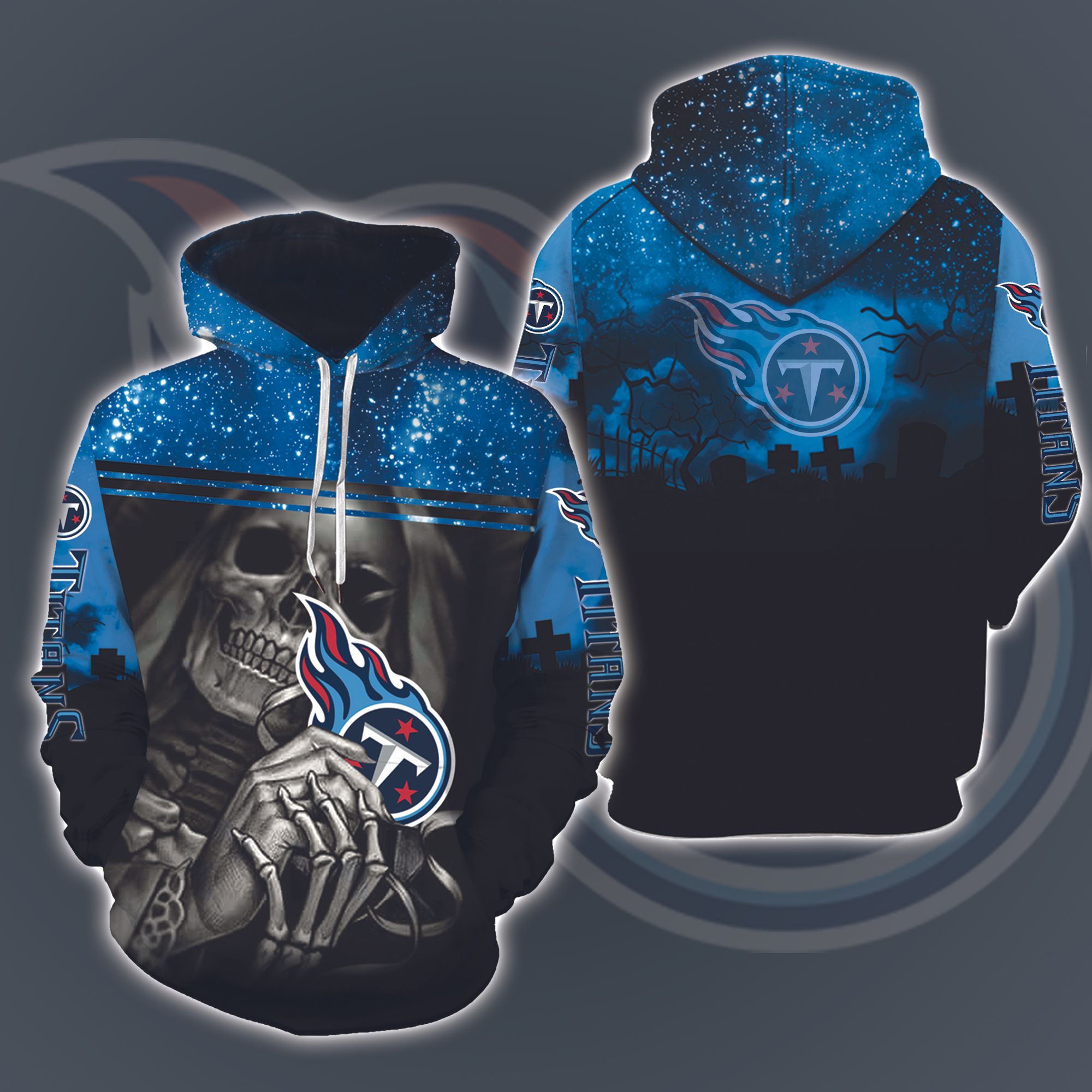 Tennessee Titans Skull Halloween 3D Printed Hoodie