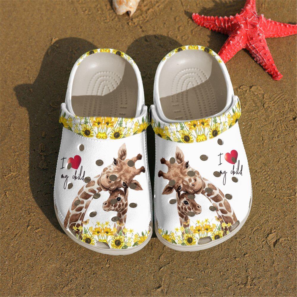 Giraffe Personalized Clog, Custom Name, Text, Color, Number Fashion Style For Women, Men, Kid, Print 3D I Love My Child