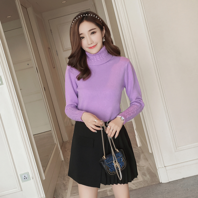 Casual Basic Turtleneck Sweater Women Solid Long Sleeve Knitted Pullovers Women 2020 Autumn Winter Slim Fit Sweater white alx