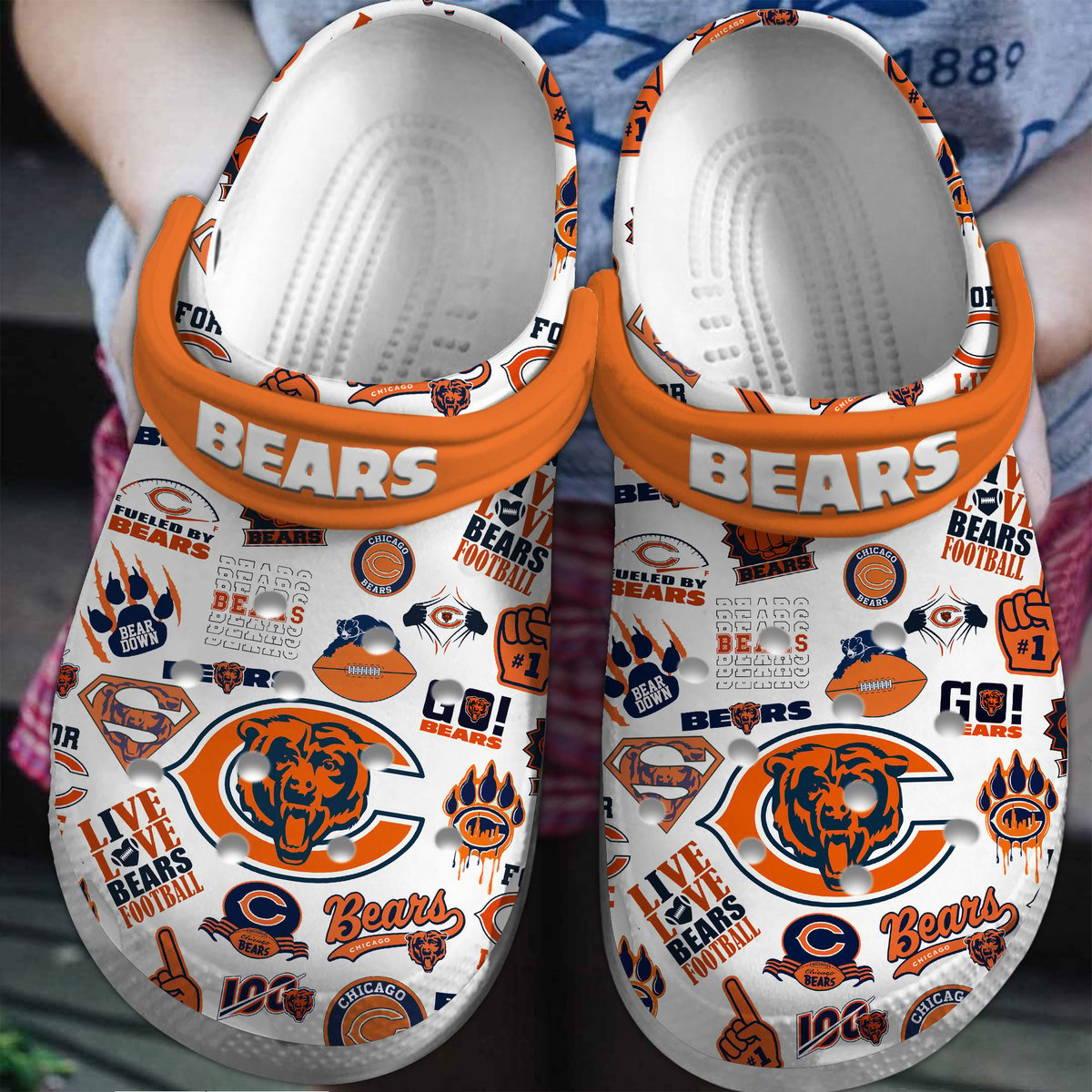 Chicago Bears NFL Sport Crocs Crocband Clogs Shoes Comfortable For Men Women and Kids 3