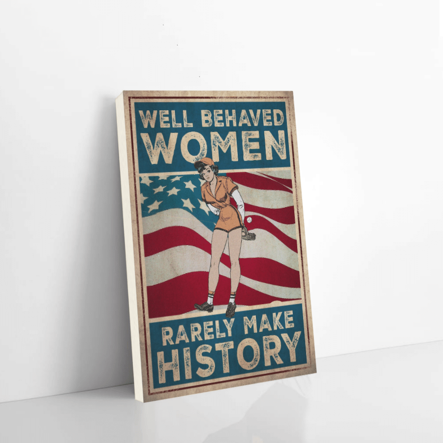 Softball Canvas Well Behaved Women Christmas Gift Ideas