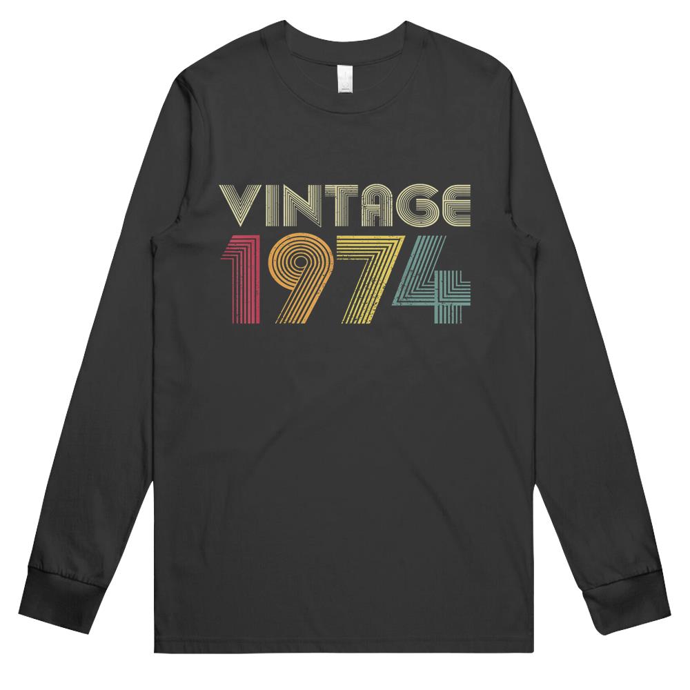 45th Birthday Gift Vintage 1974 Retro Men Women Mom Dad Long Sleeve T Shirts