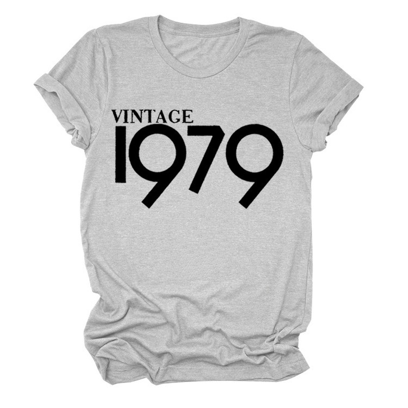 Vintage 1979 Letter Print Women T Shirt Short Sleeve O Neck Loose Women Tshirt Ladies Tee Shirt Tops Clothes Camisetas Mujer alx