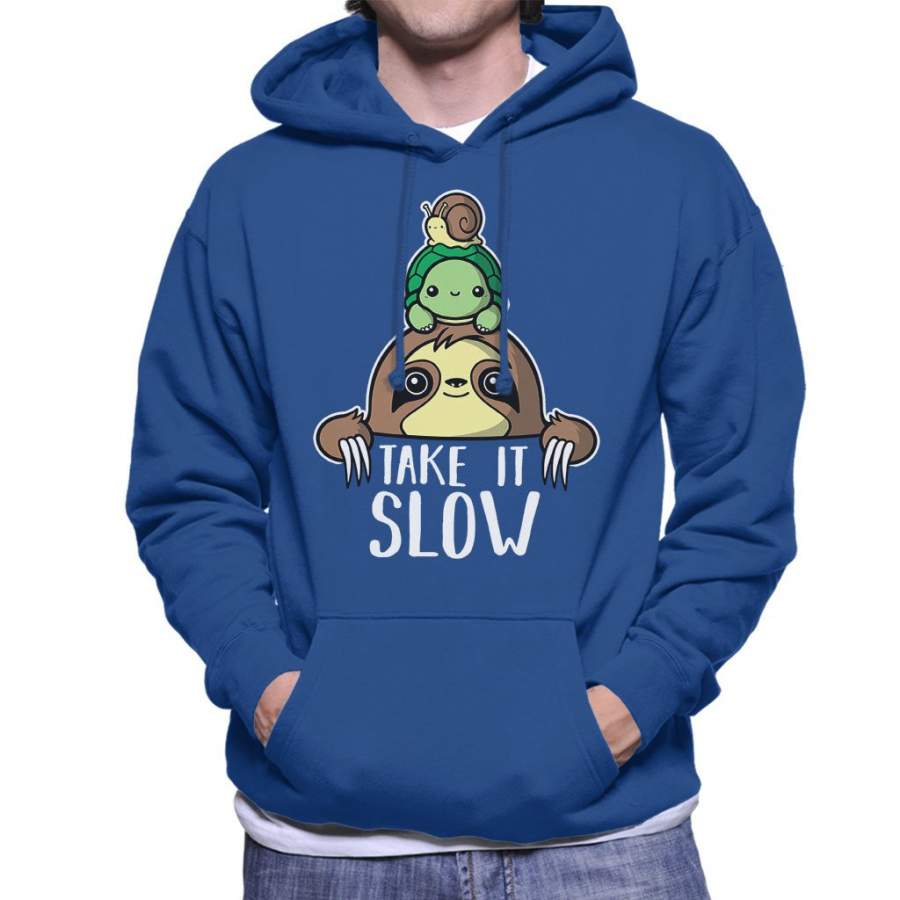 Sloth Tortoise Snail Taking It Slow Men’s Hooded Sweatshirt