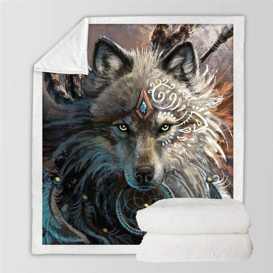 Wolf Warrior Sherpa Blanket