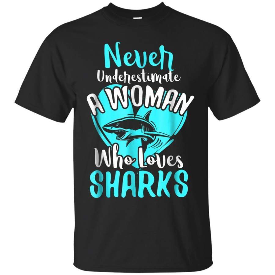 AGR Never Underestimate A Woman Who Loves Sharks T Shirt Jaq T-shirt