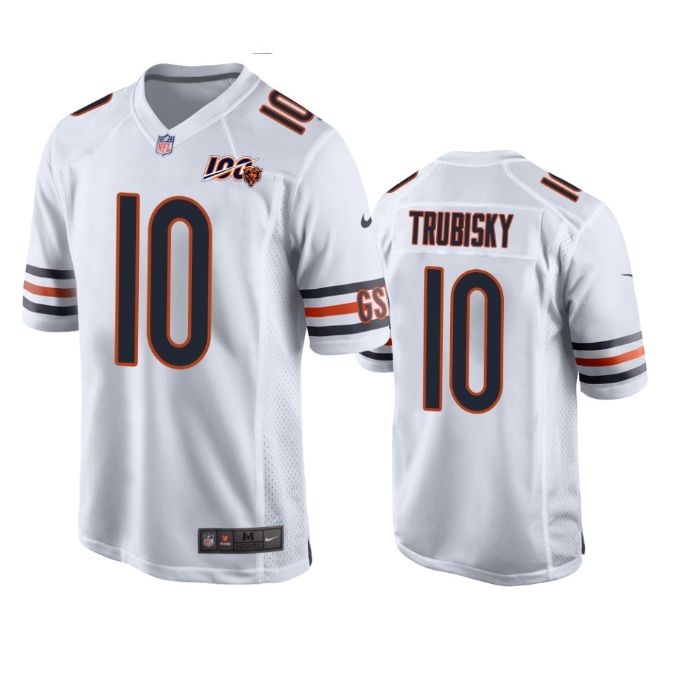 Chicago Bears Mitchell Trubisky White 100th Season Game Jersey – Men