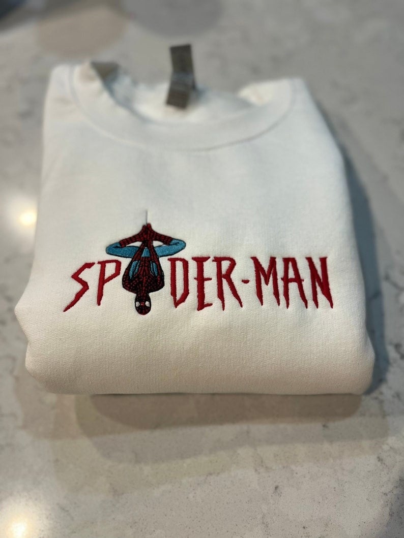 Spiderman Embroidered Crewneck, Spiderman Sweatshirt No Way Home Embroidered T-Shirt Sweatshirt Hoodie