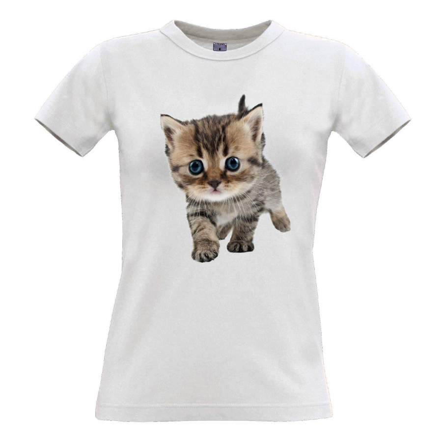 Cute Cat Womens TShirt Photographic Kitten Design