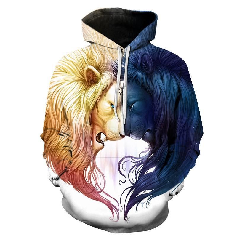 Yin And Yang Lion Epic Animals Hoodie 3D Jacket 3D Pullover Zip Hoodie Dqh1130