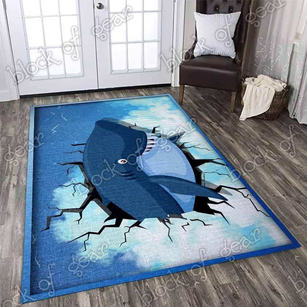 Time Travel Shark Living Room Rug Npr11, Christmas Gift Floor Decor The Us Decor