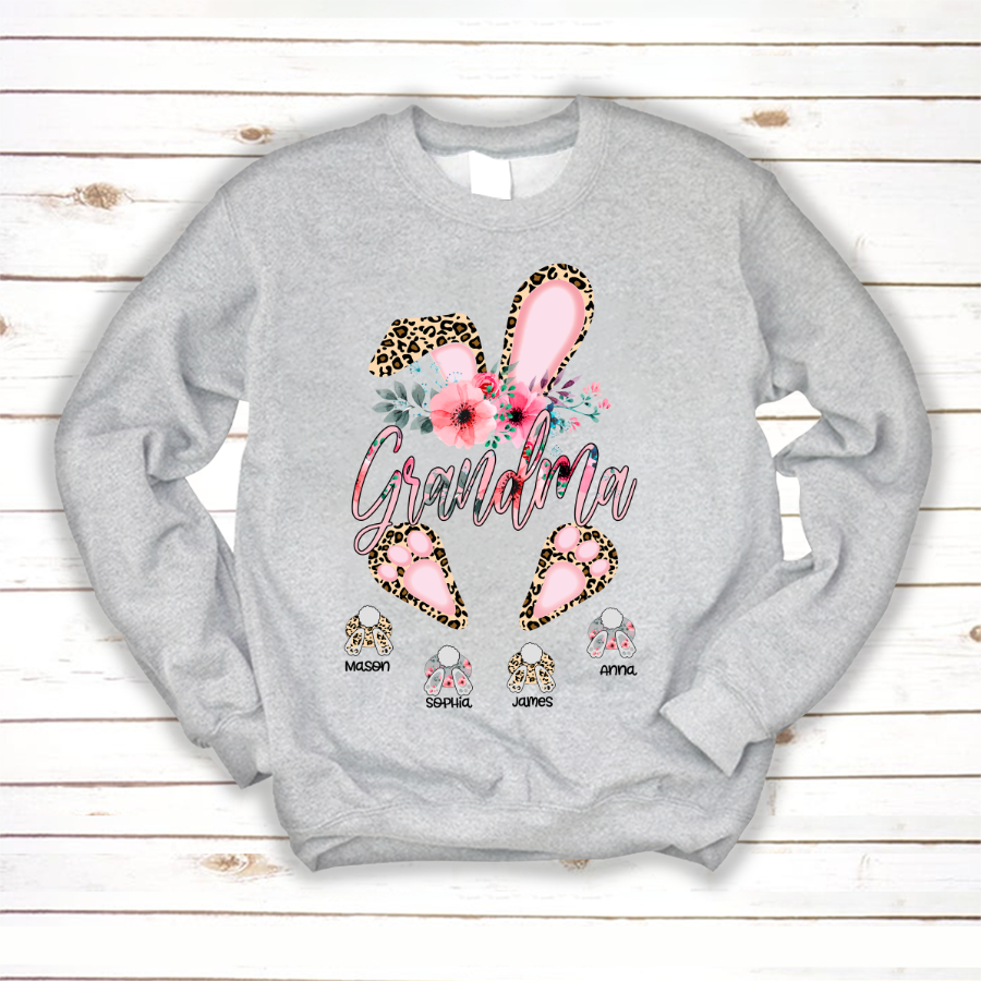 Personalized Grandma Bunny With Grandkids Sweatshirt