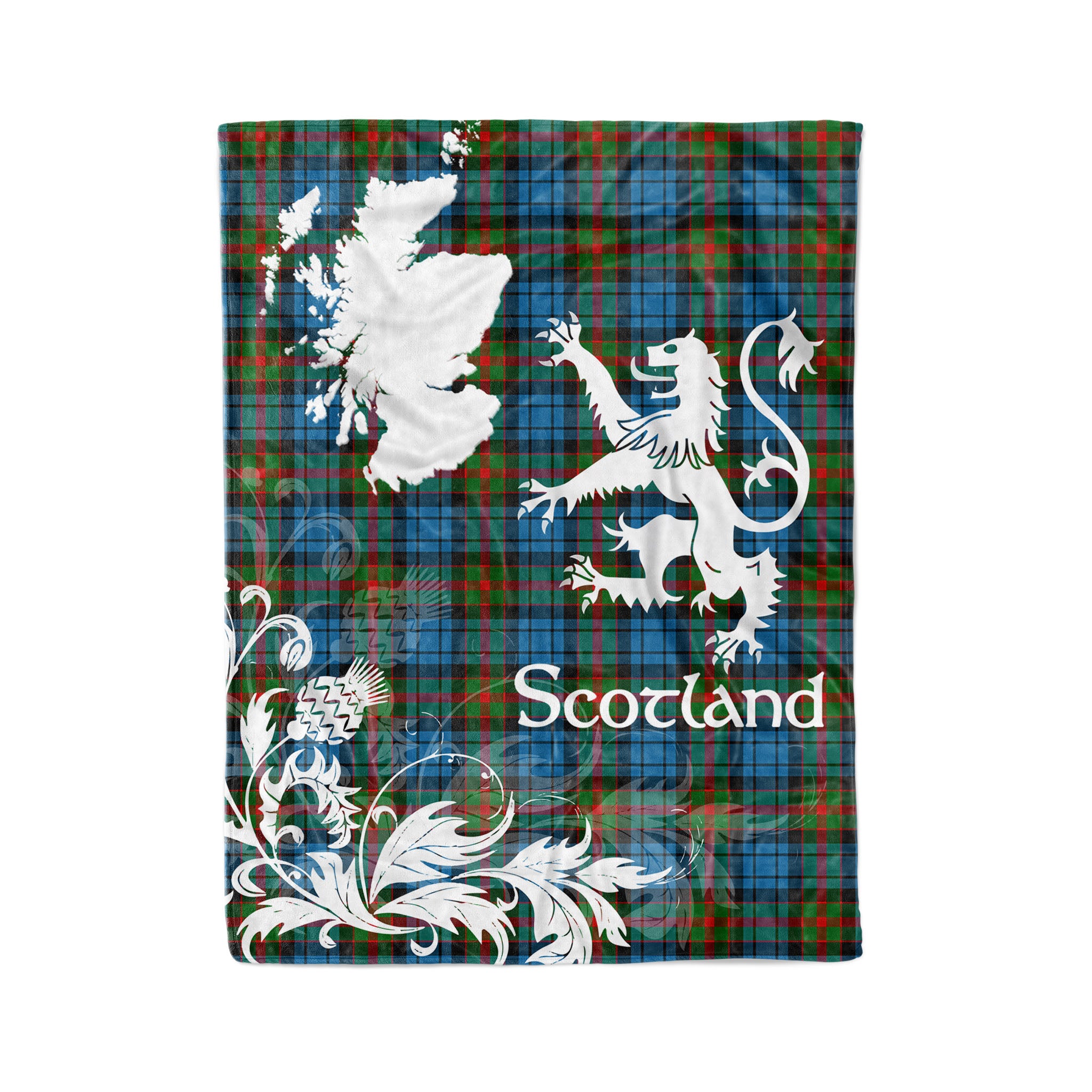 Tartan Plaid Fleece Blanket Tartan Blanket Thistle And Lion Scottish Clan Fletcher Of Dunan Plaid Blanket