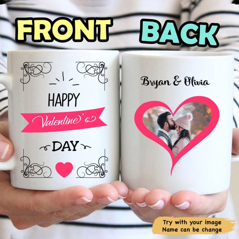 Custom Happy Valentines Day Gifts, Ideas For Him, Her With Personalized Name Photo Coffee Mugs