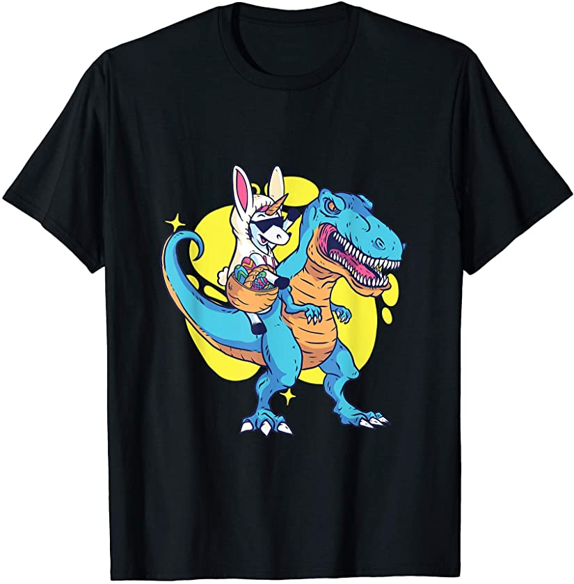 Unicorn Riding T rex Dinosaur Men Women Kids T-Shirt